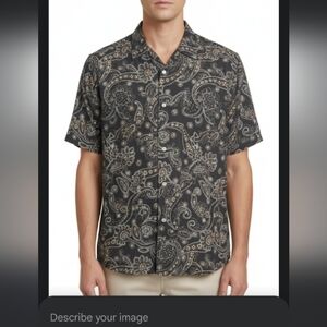 Tori Richard Black Paisley Men's Shirt Size Med